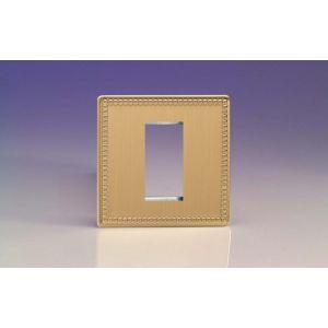 XDYG1S.JB Varilight 1 Gang Data Grid Face Plate For 1 Data Module Width Screwless Jubilee Beaded Brushed Brass Effect Finish