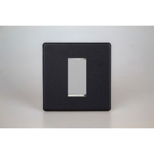 XDYG1S.MB Varilight 1 Gang Data Grid Face Plate For 1 Data Module Width Urban Screwless Matt Black Finish