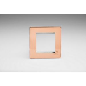 Varilight 2 Gang Data Grid Face Plate For 2 Data Module Widths Screwless Antimicrobial/Antiviral Unlaquered Copper Cu29 