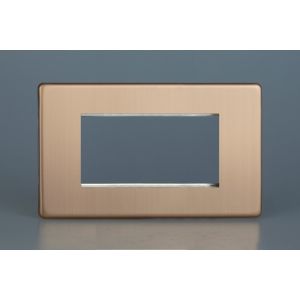 XDYG4S.BC Varilight 4 Gang Data Grid Face Plate For 3 or 4 Data Module Widths Urban Screwless Brushed Copper Finish