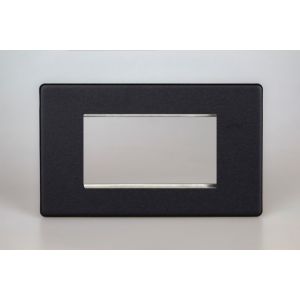 XDYG4S.MB Varilight 4 Gang Data Grid Face Plate For 3 or 4 Data Module Widths Urban Screwless Matt Black Finish