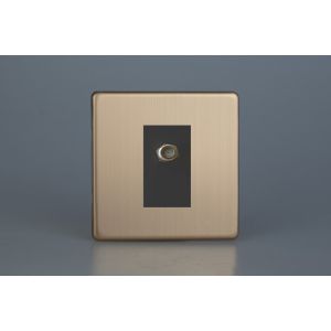 XDYG8SBS.BC [XDYG1S.BC + D8SB] Varilight 1 Gang Black Satellite TV Socket Urban Screwless Brushed Copper Finish