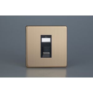 XDYGRJ45BS.BC [XDYG1S.BC + DRJ45B] Varilight 1 Gang Black Cat5e Networking Socket Urban Screwless Brushed Copper Finish