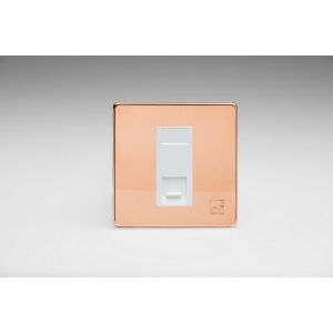 Varilight 1 Gang WhiteTelephone Master Socket Screwless Antimicrobial/Antiviral Unlaquered Copper Cu29 