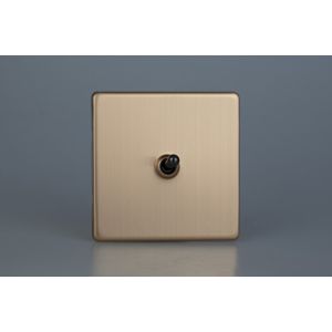 XDYT1S.BC Varilight 1 Gang 10 Amp Toggle Switch Urban Screwless Brushed Copper Finish With Iridium Black Toggle Switch