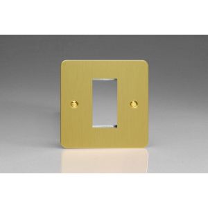 XFBG1 Varilight 1 Gang Data Grid Face Plate For 1 Data Module Width Ultra Flat Brushed Brass Effect Finish