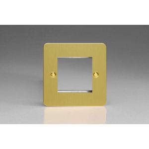 XFBG2 Varilight 2 Gang Data Grid Face Plate For 2 Data Module Widths Ultra Flat Brushed Brass Effect Finish