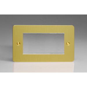 XFBG4 Varilight 4 Gang Data Grid Face Plate For 3 or 4 Data Module Widths Ultra Flat Brushed Brass Effect Finish