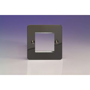 XFIG2 Varilight 2 Gang Data Grid Face Plate For 2 Data Module Widths Ultra Flat Iridium Black (Gloss) Effect Finish