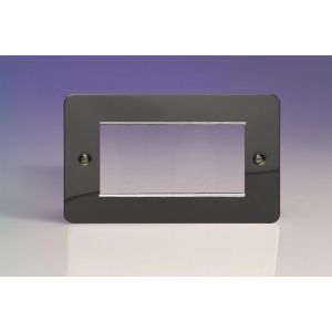 XFIG4 Varilight 4 Gang Data Grid Face Plate For 3 or 4 Data Module Widths Ultra Flat Iridium Black (Gloss) Effect Finish