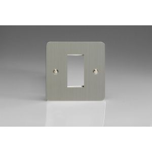 XFSG1 Varilight 1 Gang Data Grid Face Plate For 1 Data Module Width Ultra Flat Brushed Stainless Steel