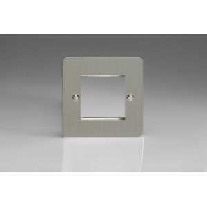 XFSG2 Varilight 2 Gang Data Grid Face Plate For 2 Data Module Widths Ultra Flat Brushed Stainless Steel