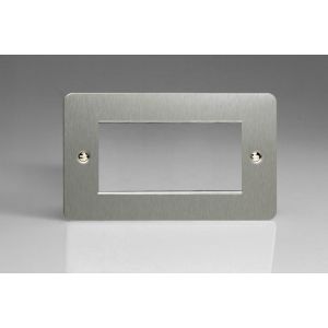 XFSG4 Varilight 4 Gang Data Grid Face Plate For 3 or 4 Data Module Widths Ultra Flat Brushed Stainless Steel