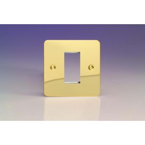 XFVG1 Varilight 1 Gang Data Grid Face Plate For 1 Data Module Width Ultra Flat Polished Brass Coated