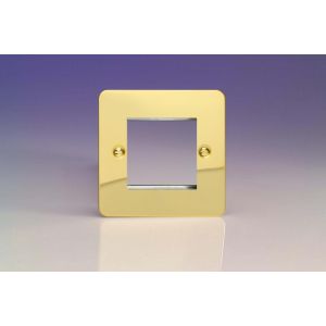 XFVG2 Varilight 2 Gang Data Grid Face Plate For 2 Data Module Widths Ultra Flat Polished Brass Coated