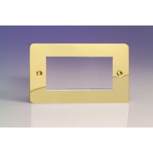 XFVG4 Varilight 4 Gang Data Grid Face Plate For 3 or 4 Data Module Widths Ultra Flat Polished Brass Coated