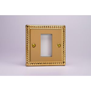 XGG1 Varilight 1 Gang Data Grid Face Plate For 1 Data Module Width Classic Georgian Polished Brass Coated