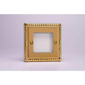 XGG2 Varilight 2 Gang Data Grid Face Plate For 2 Data Module Widths Classic Georgian Polished Brass Coated