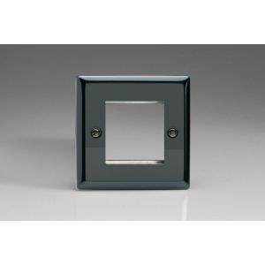 XIG2 Varilight 2 Gang Data Grid Face Plate For 2 Data Module Widths Classic Iridium Black (Gloss) Effect Finish