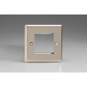 XNG2 Varilight 2 Gang Data Grid Face Plate For 2 Data Module Widths Classic Satin Chrome Effect Finish