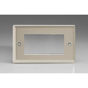 XNG4 Varilight 4 Gang Data Grid Face Plate For 3 or 4 Data Module Widths Classic Satin Chrome Effect Finish