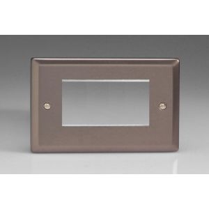 XRG4 Varilight 4 Gang Data Grid Face Plate For 3 or 4 Data Module Widths Classic Pewter Effect Finish