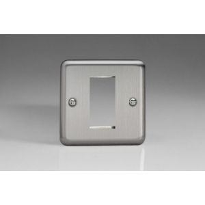 XSG1 Varilight 1 Gang Data Grid Face Plate For 1 Data Module Width Classic Matt Chrome Finish (Brushed Steel Effect)