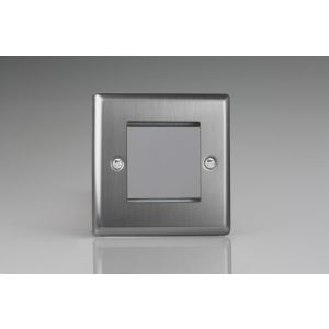 XTG2 Varilight 2 Gang Data Grid Face Plate For 2 Data Module Widths Classic Brushed Steel