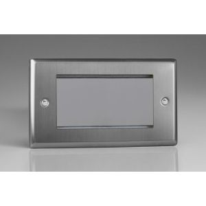 XTG4 Varilight 4 Gang Data Grid Face Plate For 3 or 4 Data Module Widths Classic Brushed Steel