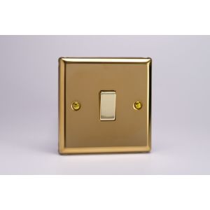 XV1D Varilight 1 Gang 10 Amp Switch Classic Victorian Polished Brass Coated with Polished Brass Switch