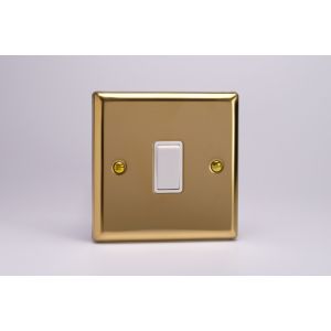 XV1W Varilight 1 Gang 10 Amp Switch Classic Victorian Polished Brass Coated with White Switch