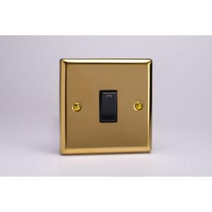 XV20NB Varilight 1 Gang 20 Amp Double Pole Switch with Neon Classic Victorian Polished Brass Coated with Black Switch