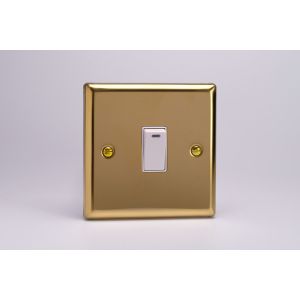 XV20NW Varilight 1 Gang 20 Amp Double Pole Switch with Neon Classic Victorian Polished Brass Coated with White Switch