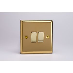 XV2D Varilight 2 Gang 10 Amp Switch Classic Victorian Polished Brass Coated with Polished Brass Switches