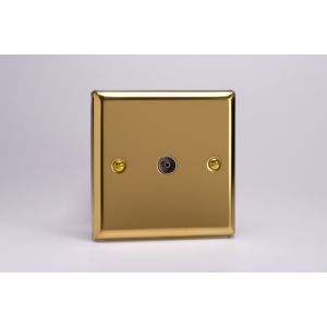 XV8 Varilight 1 Gang Co-axial TV Socket Classic Victorian Polished Brass Coated