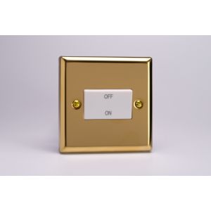 XVFIW Varilight Fan Isolating 10 Amp Triple Pole Switch Classic Victorian Polished Brass Coated with White Switch