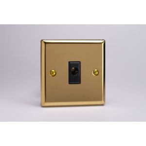 XVFOB Varilight Flex Outlet 16 Amp with Cable Clamp Classic Victorian Polished Brass Coated with Black Flex Outlet