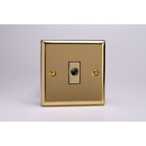 XVFOD Varilight Flex Outlet 16 Amp with Cable Clamp Classic Victorian Polished Brass Coated with Polished Brass Flex Outlet