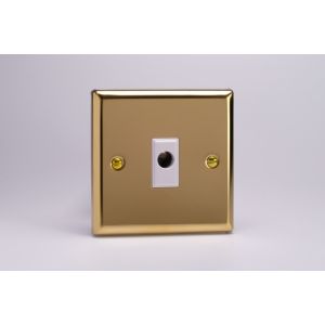 XVFOW Varilight Flex Outlet 16 Amp with Cable Clamp Classic Victorian Polished Brass Coated with White Flex Outlet