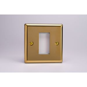 XVG1 Varilight 1 Gang Data Grid Face Plate For 1 Data Module Width Classic Victorian Polished Brass Coated