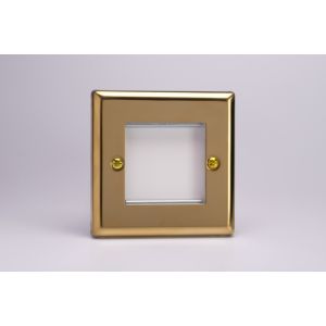 XVG2 Varilight 2 Gang Data Grid Face Plate For 2 Data Module Widths Classic Victorian Polished Brass Coated