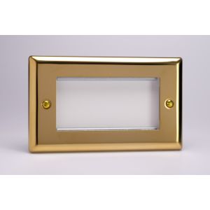 XVG4 Varilight 4 Gang Data Grid Face Plate For 3 or 4 Data Module Widths Classic Victorian Polished Brass Coated