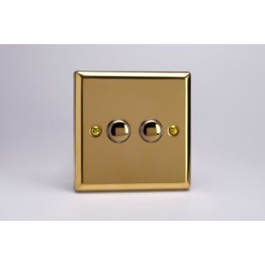 XVM2 Varilight 2 Gang 6 Amp Momentary Push To Make Switch Classic Victorian Polished Brass Coated