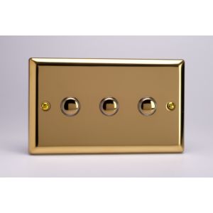 XVM3 Varilight 3 Gang 6 Amp Momentary Push To Make Switch Classic Victorian Polished Brass Coated