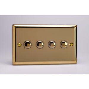 XVM4 Varilight 4 Gang 6 Amp Momentary Push To Make Switch Classic Victorian Polished Brass Coated