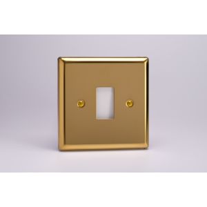 XVPGY1 Varilight 1 Gang Power Grid Faceplate Including Power Grid Frame Classic Victorian Polished Brass Coated