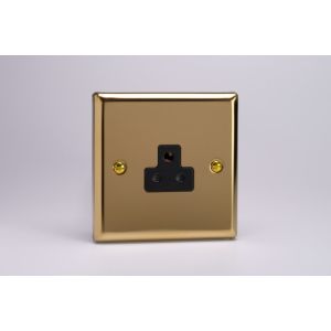 XVRP2AB Varilight 1 Gang 2 Amp Black Round Pin Socket 0-460 Watts Classic Victorian Polished Brass Coated with Black Socket