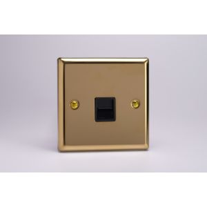 XVTMB Varilight 1 Gang Black Telephone Master Socket Classic Victorian Polished Brass Coated