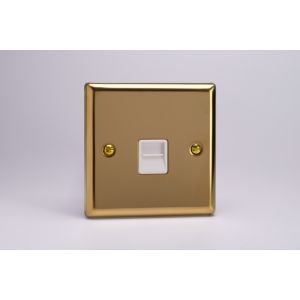 XVTSW Varilight 1 Gang White Telephone Slave Socket Classic Victorian Polished Brass Coated