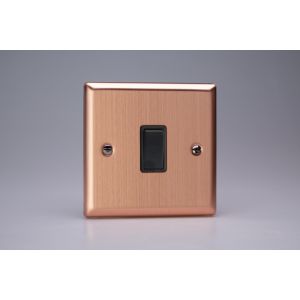 XY1B.BC Varilight 1 Gang 10 Amp Switch Urban Brushed Copper Effect Finish With Black Switch